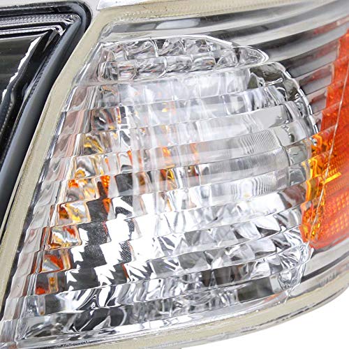 Chrome Headlights + Corner Lights SPEC-D TUNING Compatible with 2000-2001 Toyota Camry L+R Pair Head Light Lamp Assembly