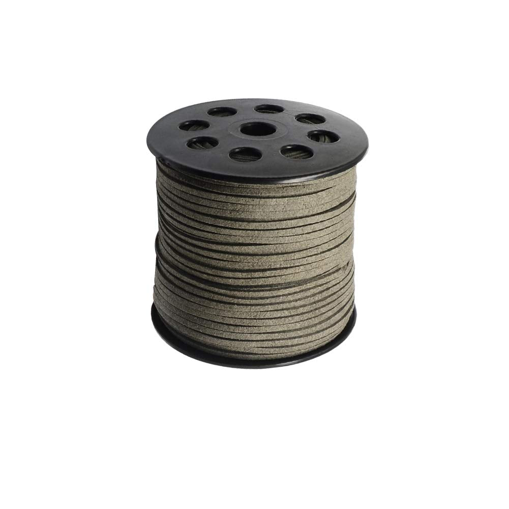98 Yards JEWELEADER Flat Faux Suede Leather Lace 3mm Micro-Fiber Leather String Cord Beading Thread for Jewelry Making Crafting Tassels Necklaces Bracelet Bowknot 3x1.4mm - Gray