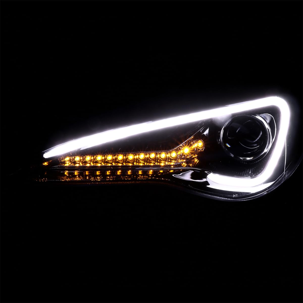 Jet Black SPEC-D TUNING Projector Headlights w/LED Signal Bar Compatible with 2013-16 Scion FR-S with Factory Halogen Headlight Models