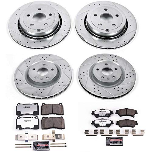 Power Stop K6187-26 Z26 Carbon Fiber Brake Pads Front and Rear with Drilled & Slotted Brake Rotors Kit For Pontiac G8 2009 [Model Specific]