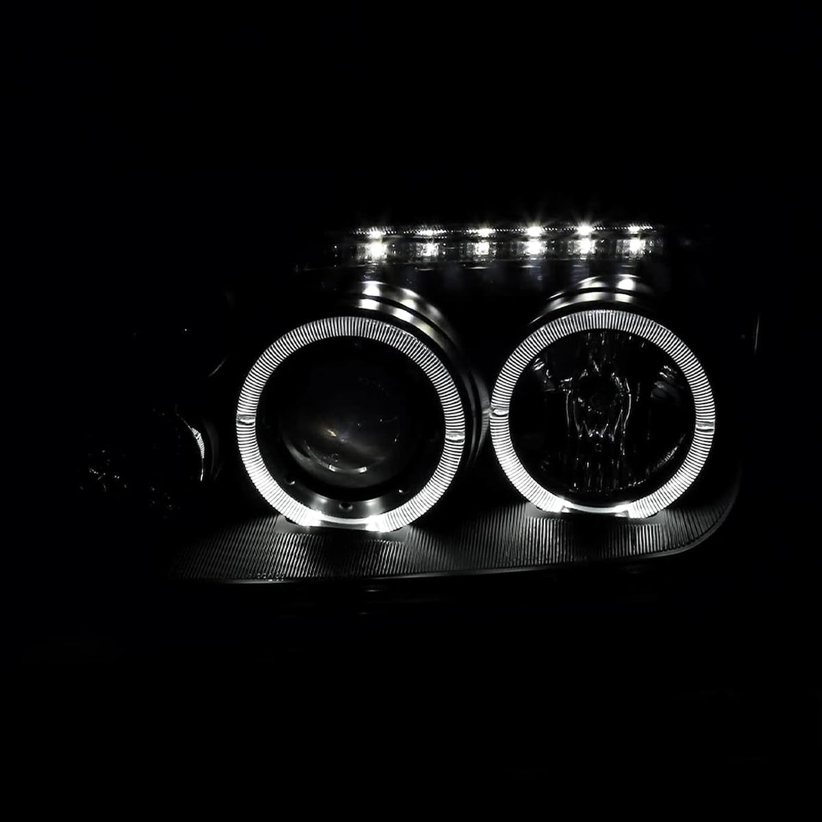 Glossy Black SPEC-D TUNING R8 Style Projector Headlights w/Fog Lamps Compatible with 1999-2005 VW Jetta/Bora Mk4, Left + Right Pair Headlamps Assembly