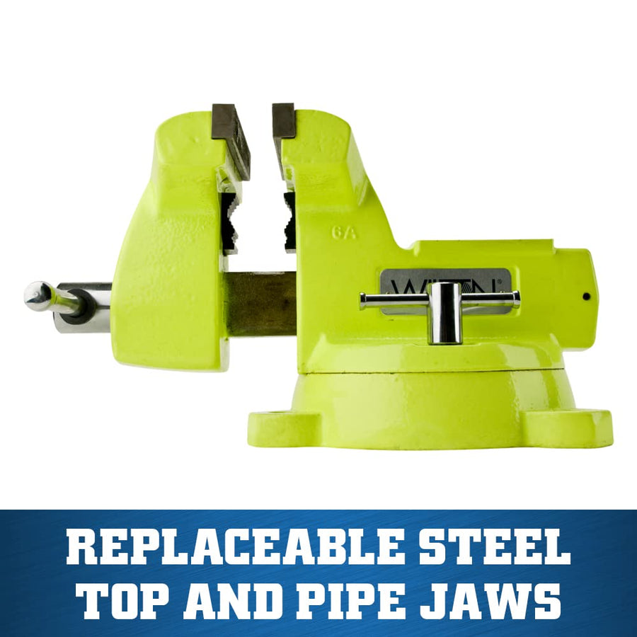 Wilton Safety High-Vis Bench Vise, 6" Jaw Width, 5-3/4" Jaw Opening, 4-1/8" Throat (Model 1560)