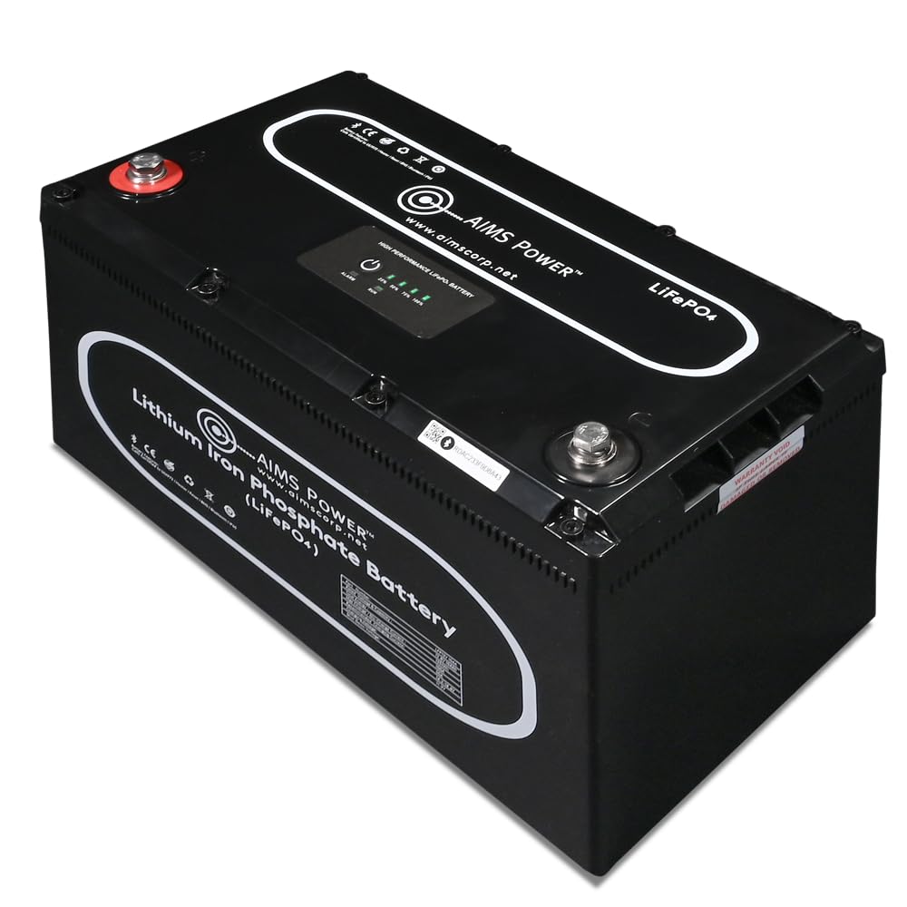 AIMS Lithium 12V LiFePO4 Battery 104Ah with Wake-Up, BT Monitoring & Internal Heater LFP12V104A