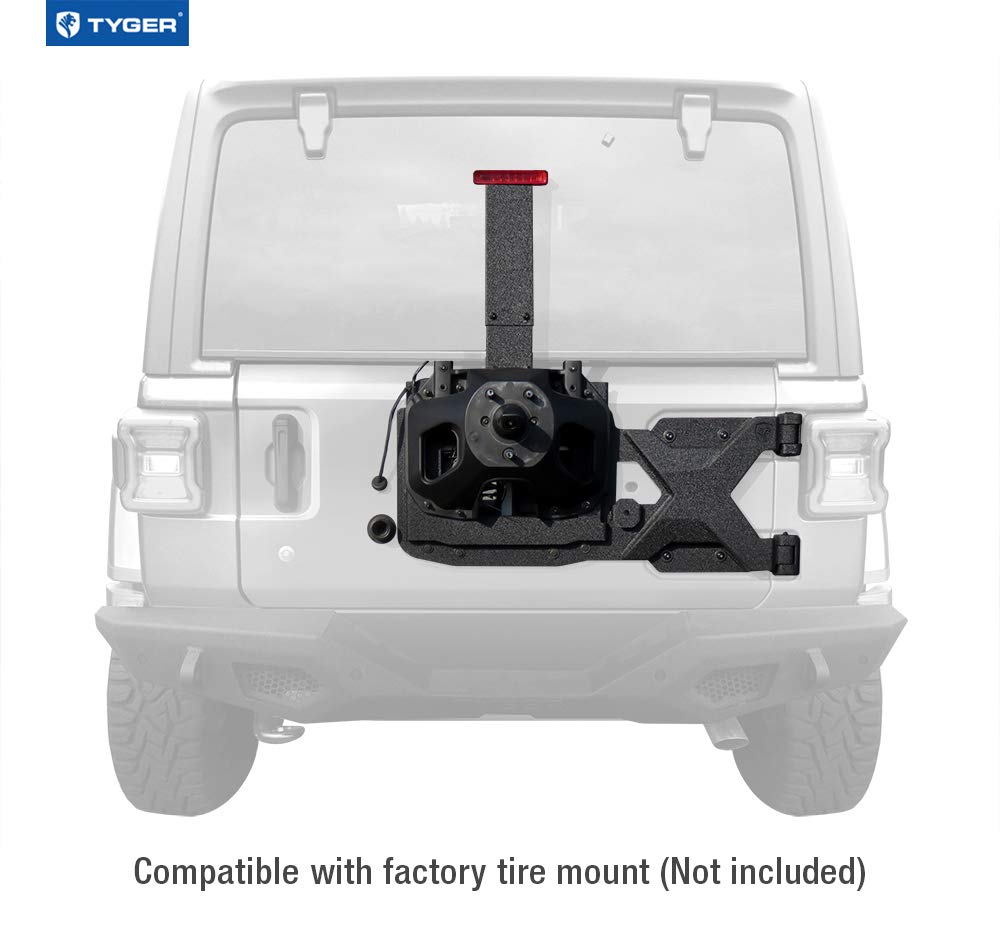 Tyger Auto Tire Carrier Kit TG-TR8J88818 Compatible with 2018-2026 Jeep Wrangler JL (Not for JK) Textured Black for up to 37inch Spare Tire