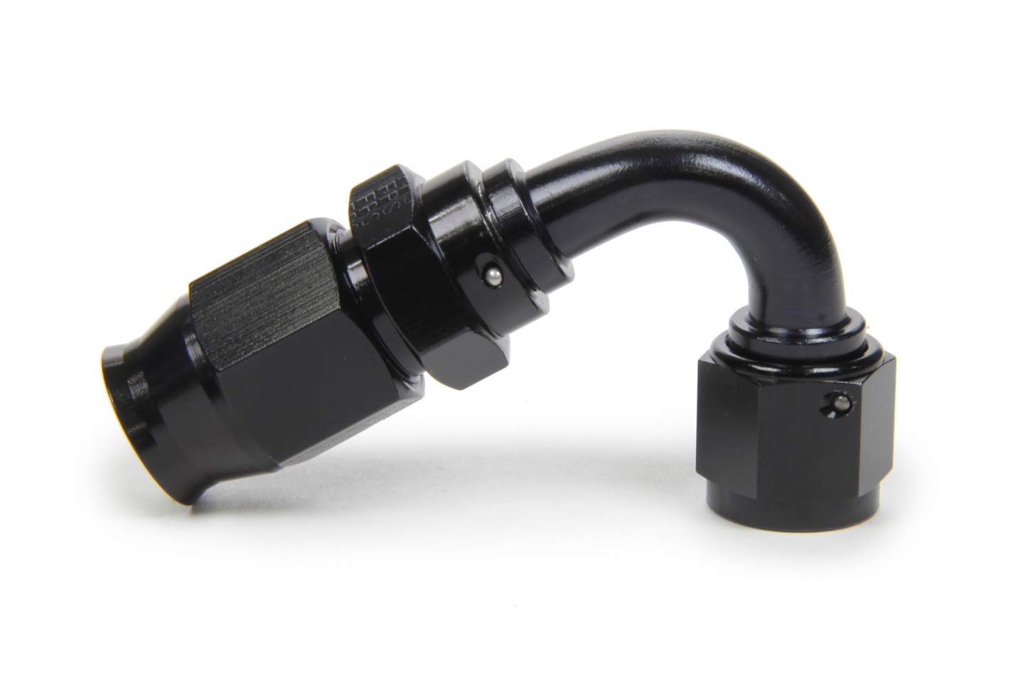 Fragola Fitting, Race-Rite Hose End, PTFE Hose, 120 Degree, 8 an Hose to 8 an Female, Swivel, Aluminum, Black, Each