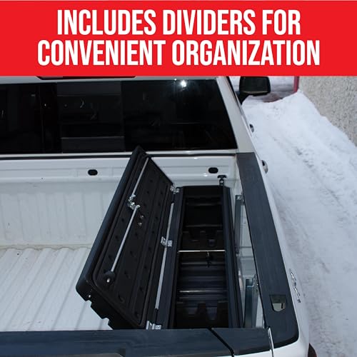 DuHa Humpstor 70801 Side Toolbox and Gear Storage fits Trucks with Toppers and Caps | Black Heavy-Duty Tool Box | Includes Mounting Hardware and Dividers