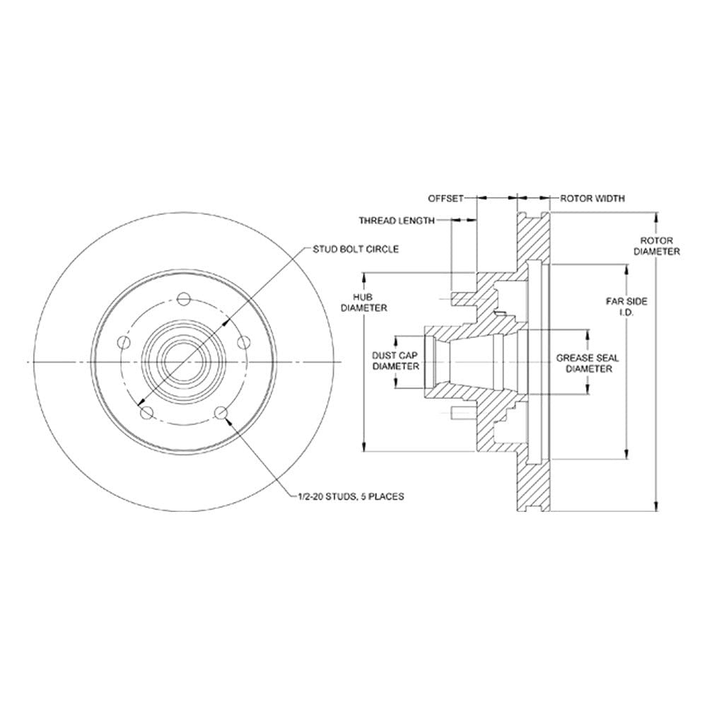 Vented Rotor w/Hub & Studs