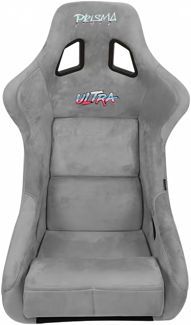NRG Innovations Universal NRG-FRP-302GY-ULTRA Fixed Back Bucket Racing Seat with Side Mount Adapters for 6-Point Harnesses, Size L, Grey Seat Cover