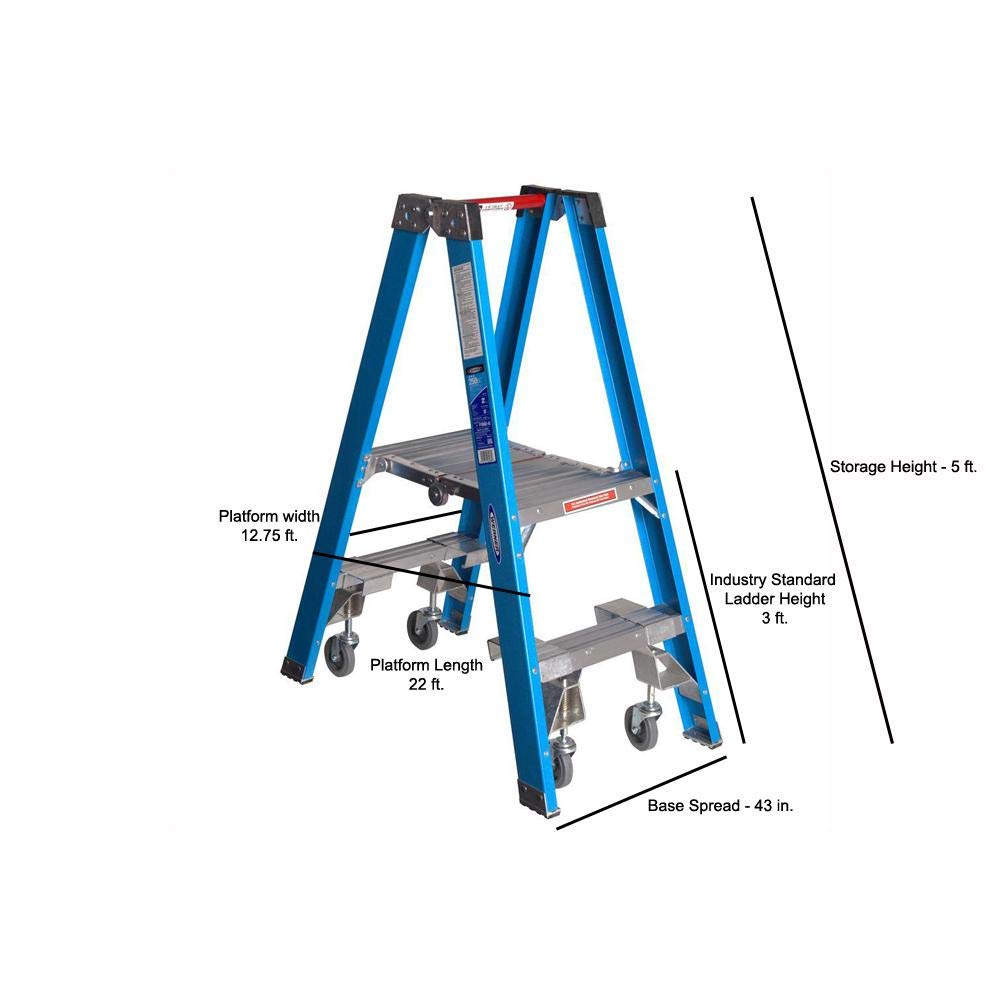 Twin Platform Ladder, Werner (PT6003-4C) Fiberglass