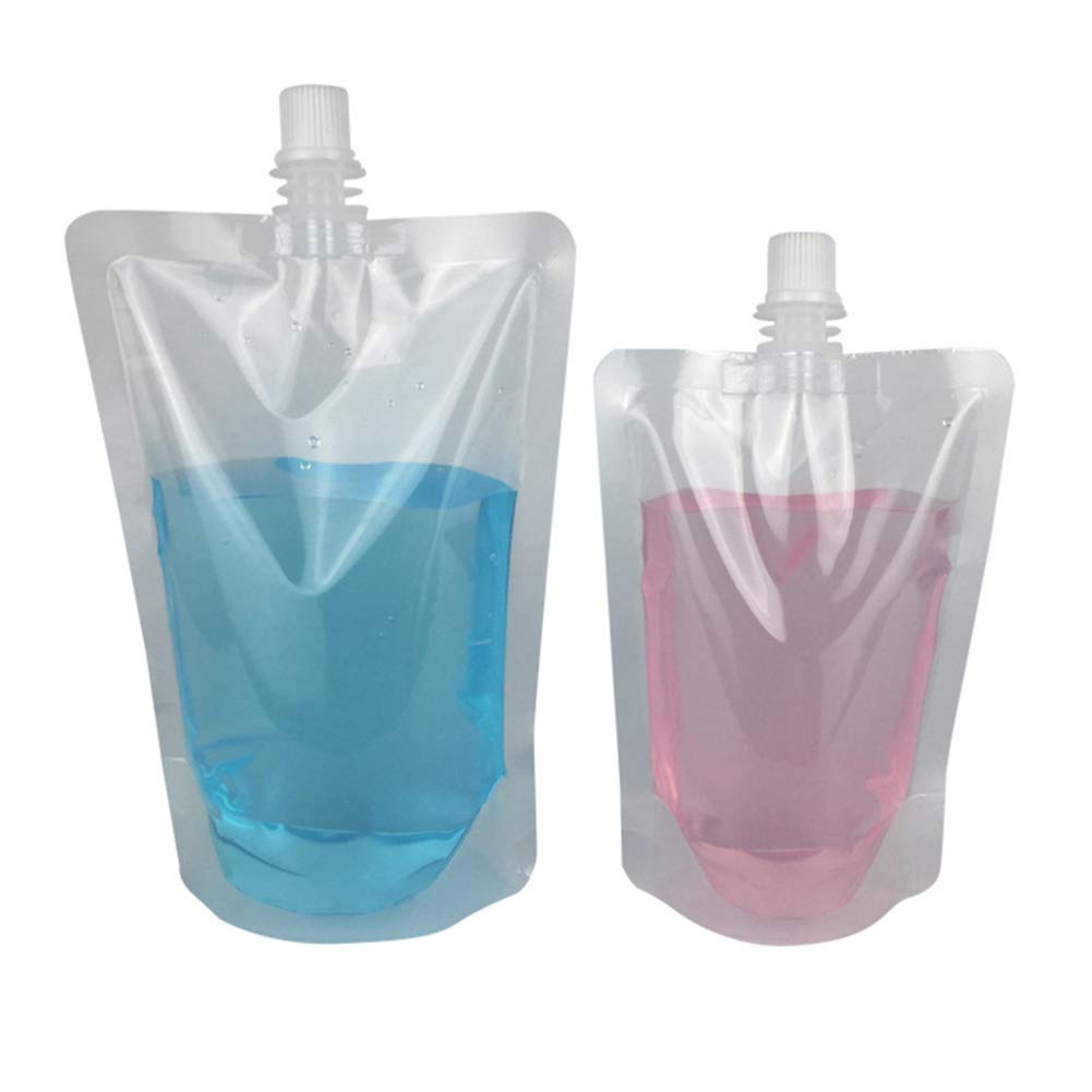 100 x armine88 Plastic Pouches for Drinks, Transparent Smoothie Bags, Juice Bags Rotating Nozzle Design for Ice Drinks
