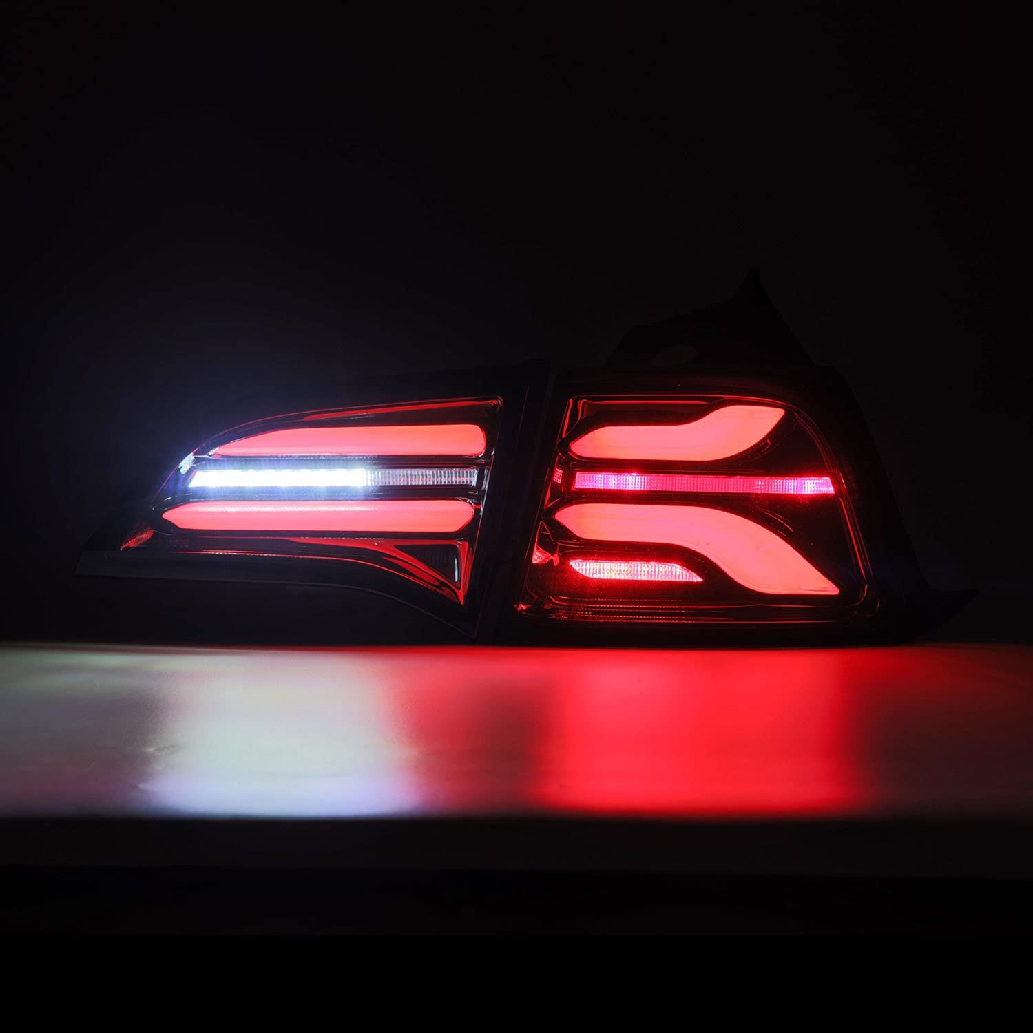 17-22 Tesla Model 3 AlphaRex (601010) PRO-Series LED Tail Lights Jet Black w/Seq Sig