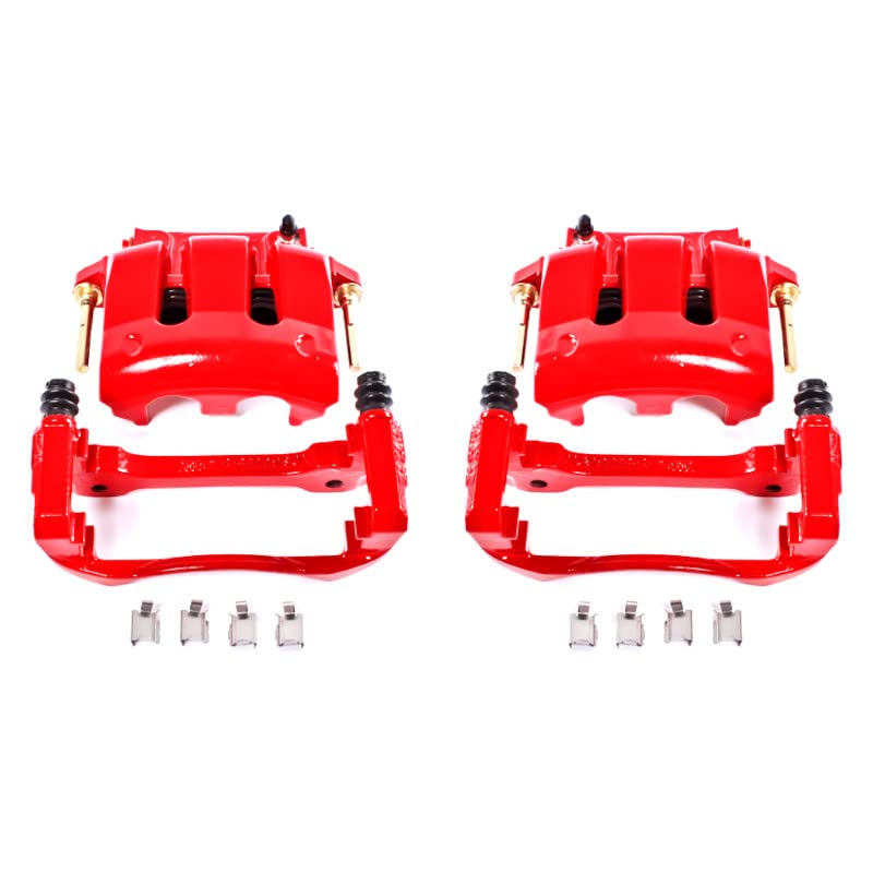 Power Stop S4928A Front Pair of High-Temp Red Powder Coated Calipers for Ford Mustang 2005-2014 [Model Specific]