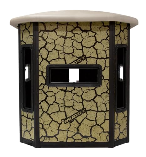 Muddy Box Blind w/Elite 5' Tower/Steel Wall Construction/Cracked Mud Camo Bull