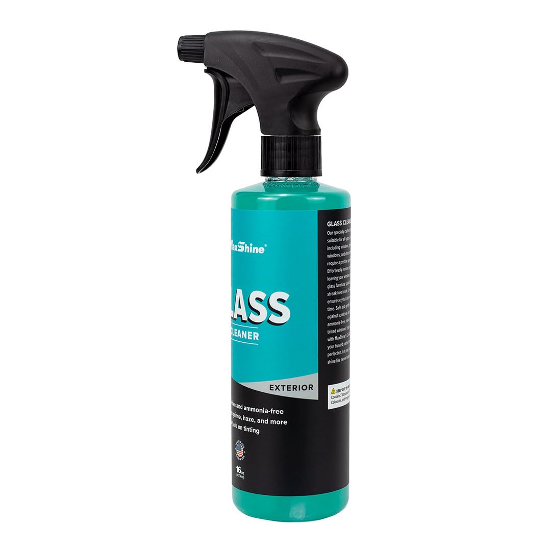 Universal Maxshine 16oz Glass Cleaner – Streak-Free Car Window Cleaner – Ammonia-Free Auto Glass Spray for Tinted Windows, Mirrors & Windshields – Removes Grime, Grease & Haze