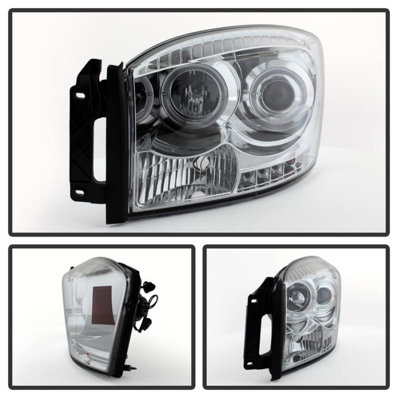 LED Halo Spyder Auto Projector Headlights Chrome/Clear 5010018
