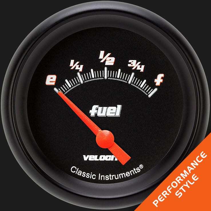 Classic Instruments Velocty VS209BBPF Black 2 5/8" Fuel Gauge 240-33 Ohm