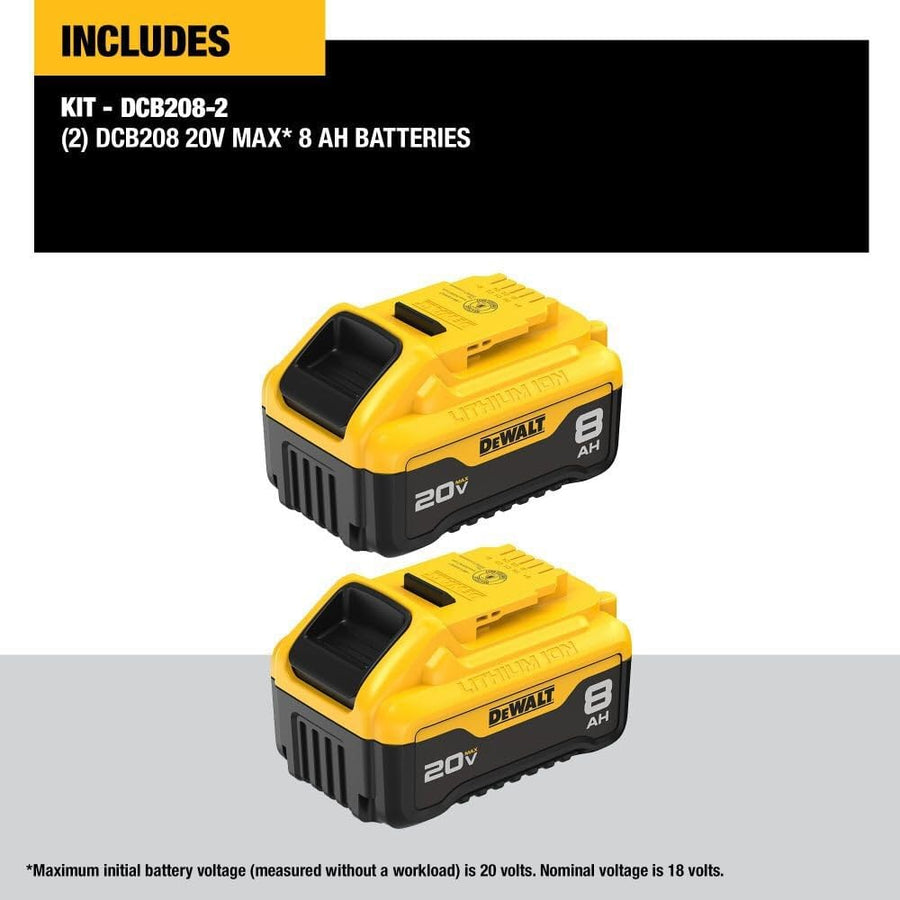 20V MAX* DEWALT XR Batteries, 8.0-Ah, 2-Pack (DCB208-2)