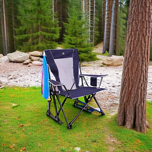 GCI Outdoor Rocker Comfort Pro Collapsible Rocking Chair & Outdoor Camping Chair, Indigo Blue