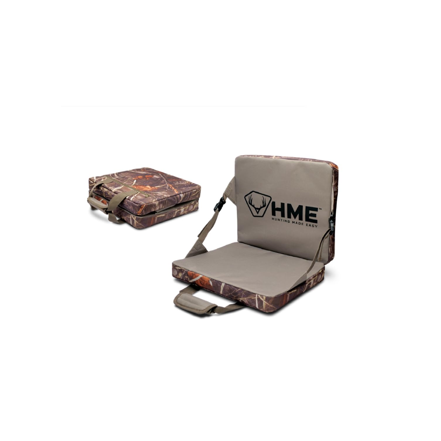 HME Portable Durable Compact Comfortable Weather-Resistant Versatile Hunting Folding Seat Foam Cushion with Adjustable Straps and Storage Pocket