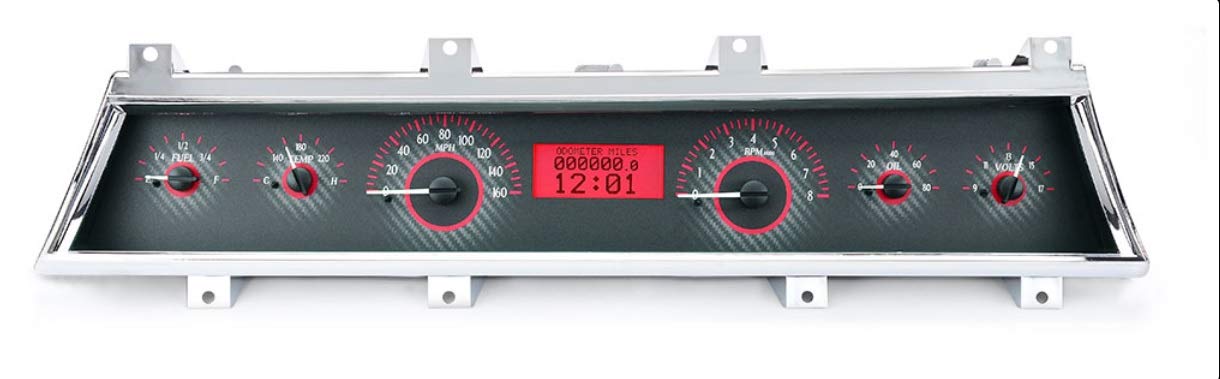 Dakota Digital VHX-66C-CVL-C-R Analog Gauge System Compatible with 1966-67 Chevy Chevelle El Camino Carbon Fiber Red Backlighting