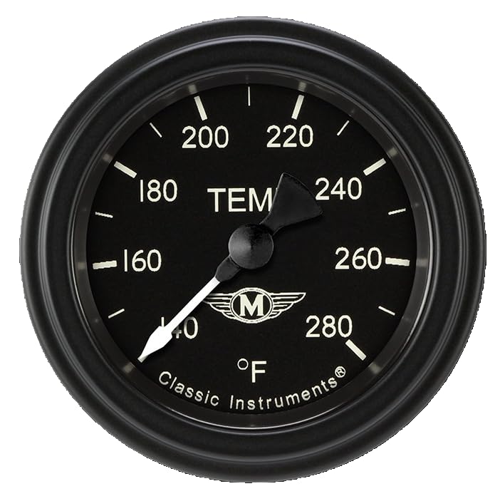 Moal Bomber Classic Instruments MA126BLF-12 2-1/8" Water Temperature Gauge Full Sweep 12mm