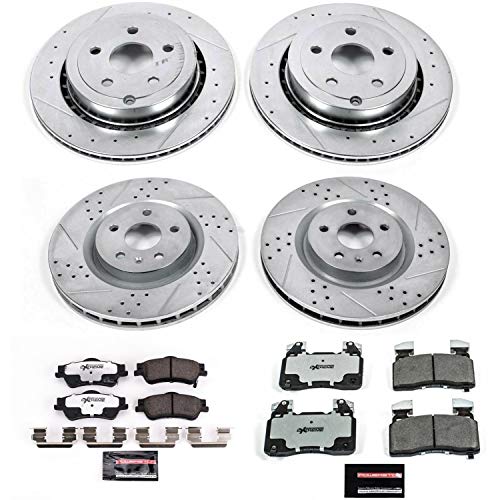 Power Stop K7005-26 Z26 Carbon Fiber Brake Pads Front and Rear with Drilled & Slotted Brake Rotors Kit For Chevrolet SS 2014 [Model Specific]
