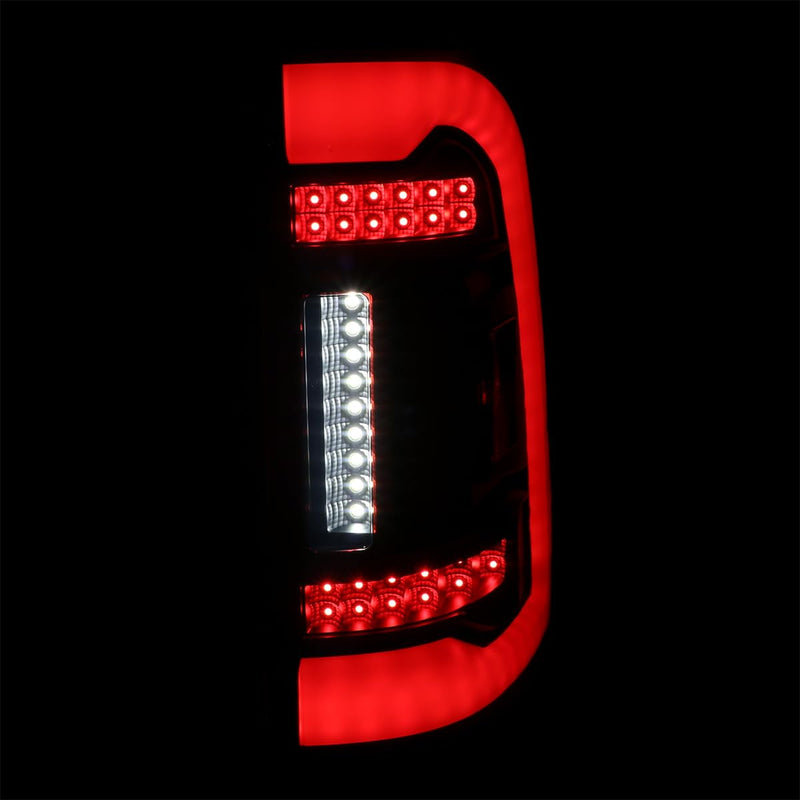 Black Red Smoke SPEC-D TUNING Full LED Tail Lights w/Red LED Light Bar Compatible with 2019-2023 Ram 1500, Left + Right Pair Assembly