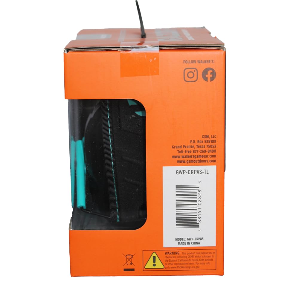 Walker's Noise-Blocking Compact Passive Youth & Women's Hunting Gun Range Shooting Hearing Protection Muff, Comfort Headband w/Metal Wire Frame, Teal