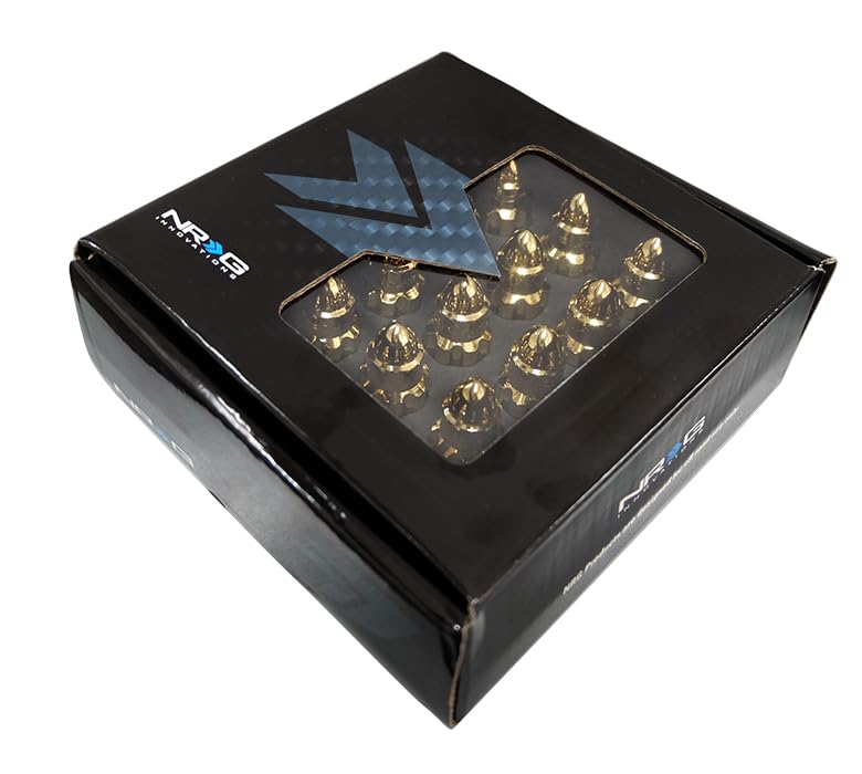 NRG Innovations M12 x 1.5 Steel Lug Nut Set NRG-LN-LS500CG-21 Bullet Shape, Anodized Finish 21 Pc Chrome Gold with Lock Key