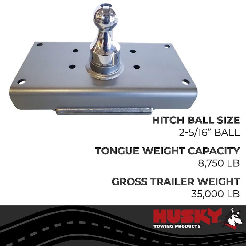 Husky Towing Gooseneck Trailer Hitch 33207 Fits Ram 2500 2014-2018 Direct Fit Under-Bed Design, 35,000 lb Gross Weight Capacity, 8,750 lb Tongue Weight, 2-5/16 Inch Removable Ball