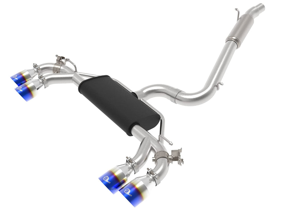 MACH Force-Xp aFe Power 49-36430-L 3 IN to 2-1/2 IN Stainless Steel Cat-Back Exhaust System, Blue Flame Tip, fits Volkswagen Golf R 15-19 L4-2.0L (t)