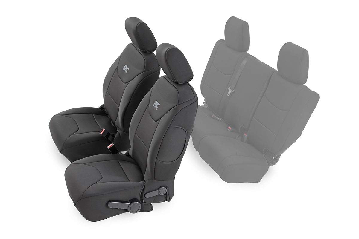 Rough Country Front Seat Covers Neoprene for Jeep Wrangler JK 4-Door (2013-2018) - Waterproof & UV Resistant, Foam Padded, Front Seat Cover Set
