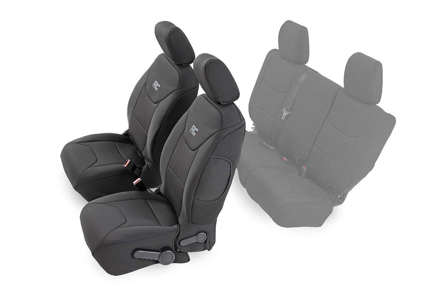 Rough Country Front Seat Covers Neoprene for Jeep Wrangler JK 4-Door (2013-2018) - Waterproof & UV Resistant, Foam Padded, Front Seat Cover Set