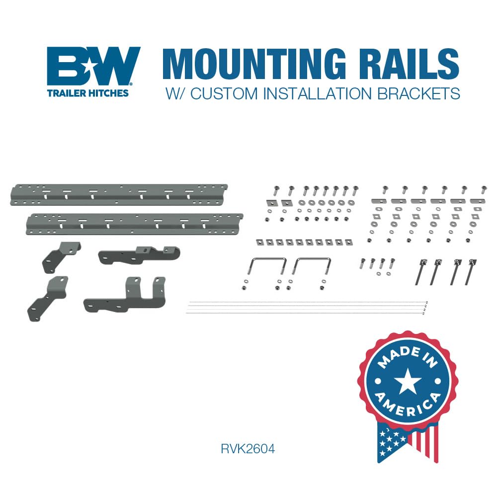 Fifth Wheel Hitch B&W Trailer Hitches Universal Mounting Rails with Custom Installation Brackets - RVK2604