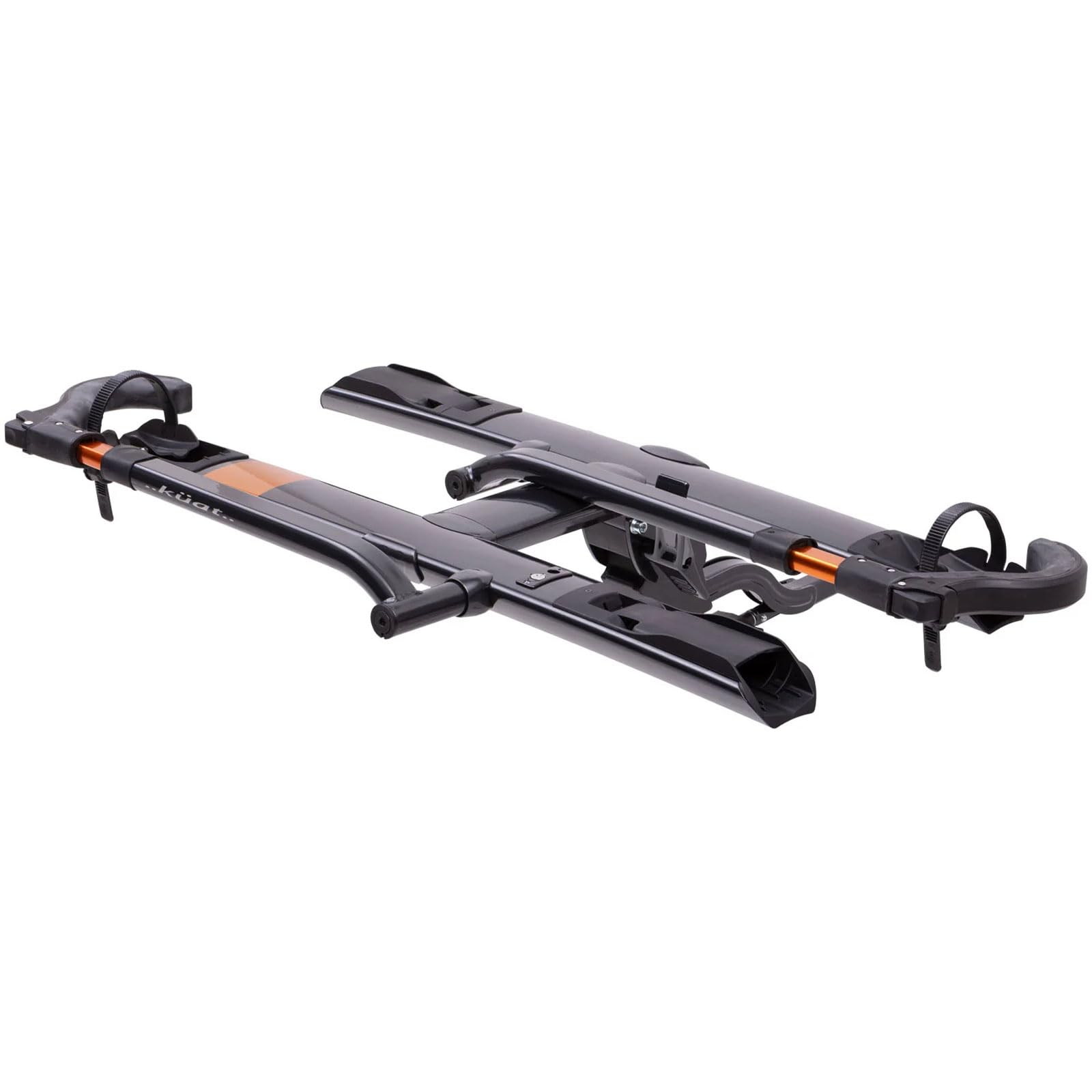 KUAT 2.0 Sherpa Durable Lightweight Aluminum Compact 2 Bike Transporting Hitch Rack with Cable Lock & Foldable Tire Cradles | Capacity - 40 Lbs per Tray, Gray Metallic & Orange Anodize, 1.25"