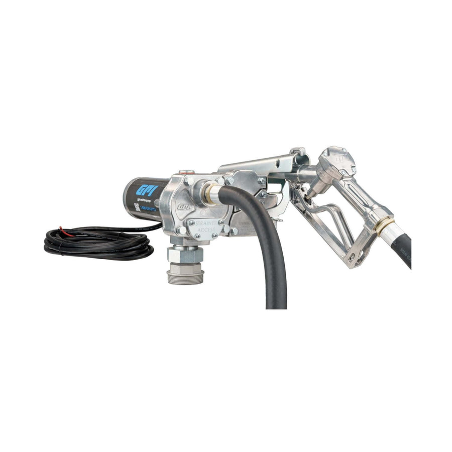 M-150 Series GPI Fuel Transfer Pump, Manual Shut-Off Unleaded Nozzle, 15 GPM, 12 Volt (110000-99)