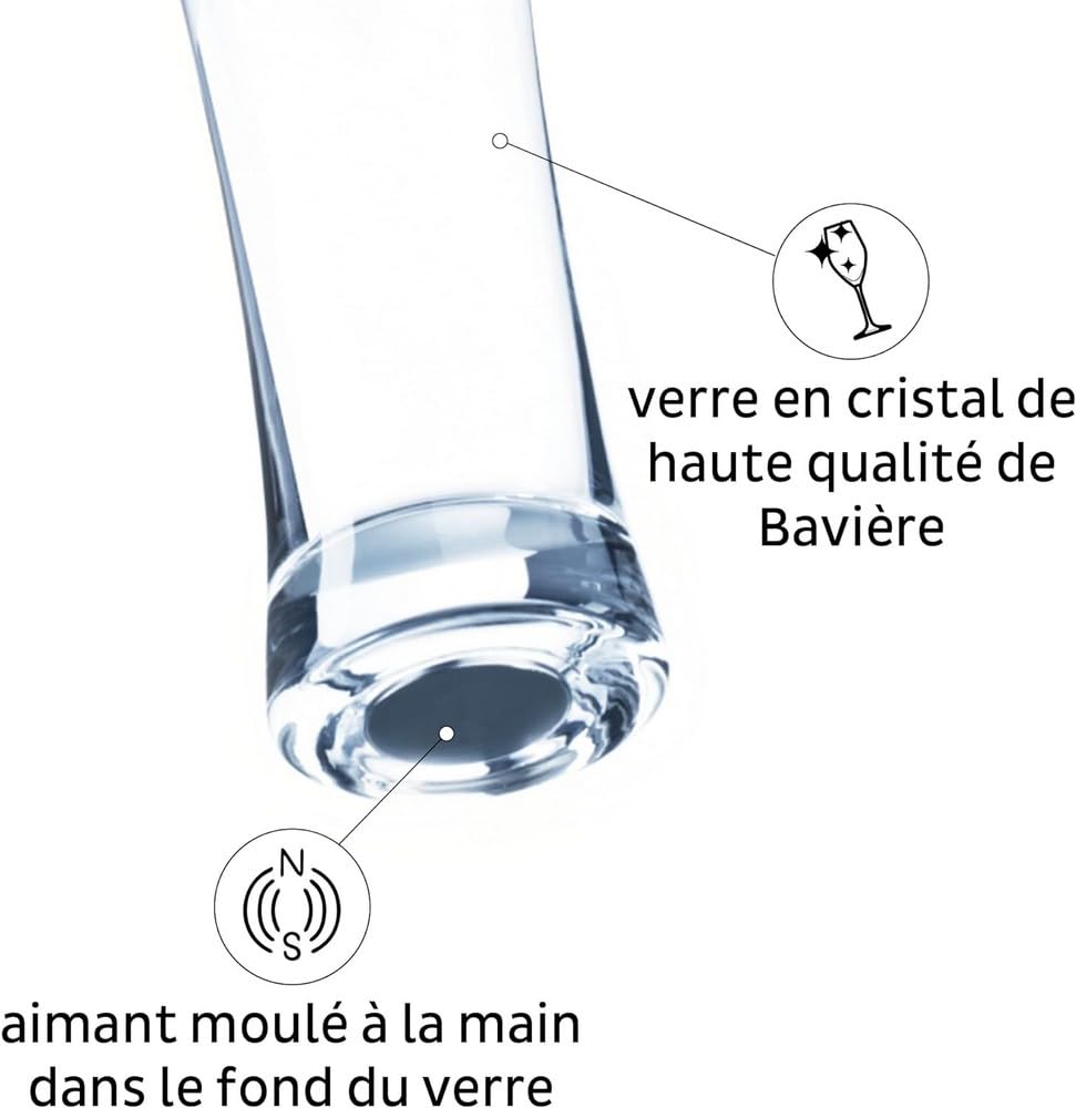 silwy® Magnetgläser, feine Kristallgläser mit perfekt integrierten Nano-Gel-Untersetzern und metallischen Magneten (Bier // 0,3 Liter) COG: 14 / Price: 49,95