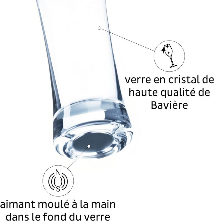 silwy® Magnetgläser, feine Kristallgläser mit perfekt integrierten Nano-Gel-Untersetzern und metallischen Magneten (Bier // 0,3 Liter) COG: 14 / Price: 49,95