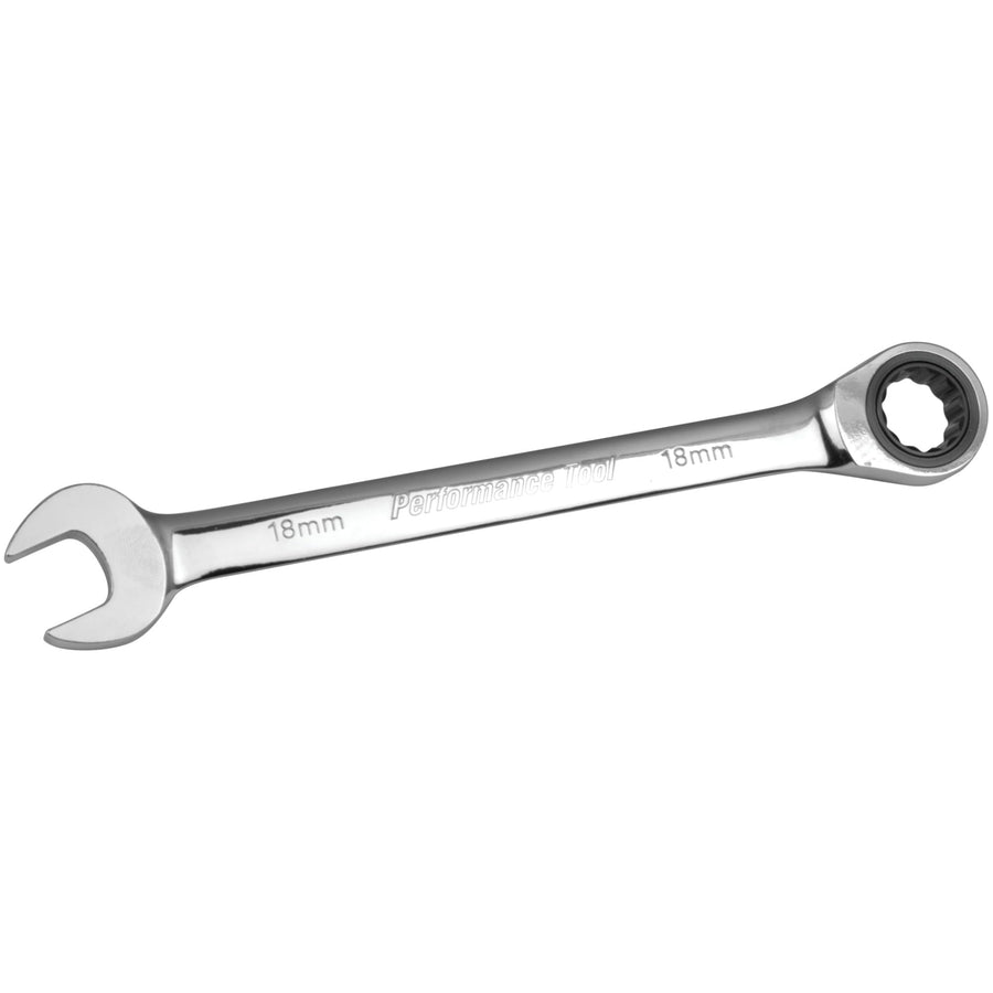 18mm Performance Tool W30358 Professional Chrome Vanadium Ratcheting Wrench