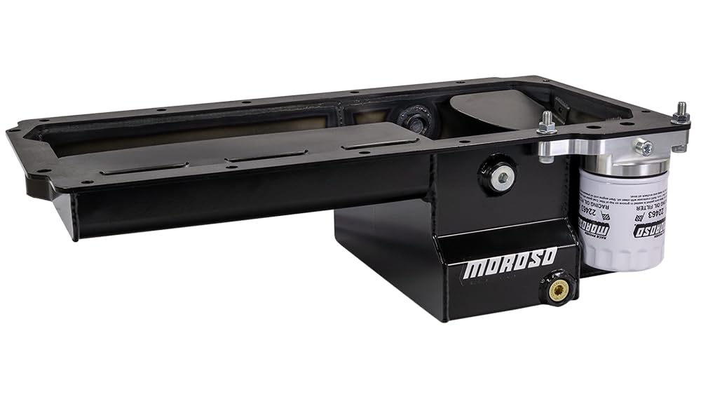 Moroso Steel Rear Sump 20161 LS Swap Oil Pan, w/Integral Drainbacks, Road Race Baffle, Fits Dart Gen 3 Next SHP
