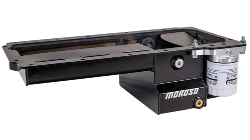 Moroso Steel Rear Sump 20161 LS Swap Oil Pan, w/Integral Drainbacks, Road Race Baffle, Fits Dart Gen 3 Next SHP