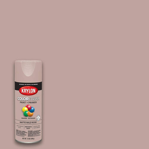 Krylon COLORmaxx K05601007 Spray Paint and Primer for Indoor/Outdoor Use, Matte Wild Rose
