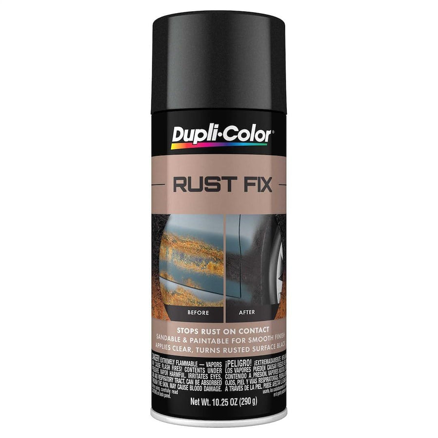 Dupli-Color Rust Fix ERF129 Rust Treatment Spray Paint – Sprays Clear and Turns Into Black Paint - 10.25 oz. Aerosol Can