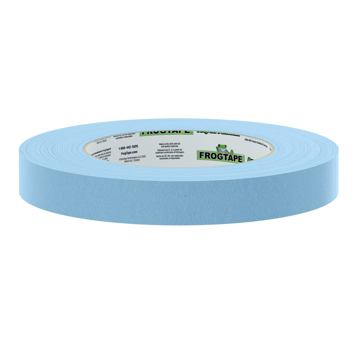 FrogTape 250 Moderate Temperature Light Blue Performance Grade Masking Tape, Medium-High Adhesion, 18mm x 55m, 8 Rolls per Pack
