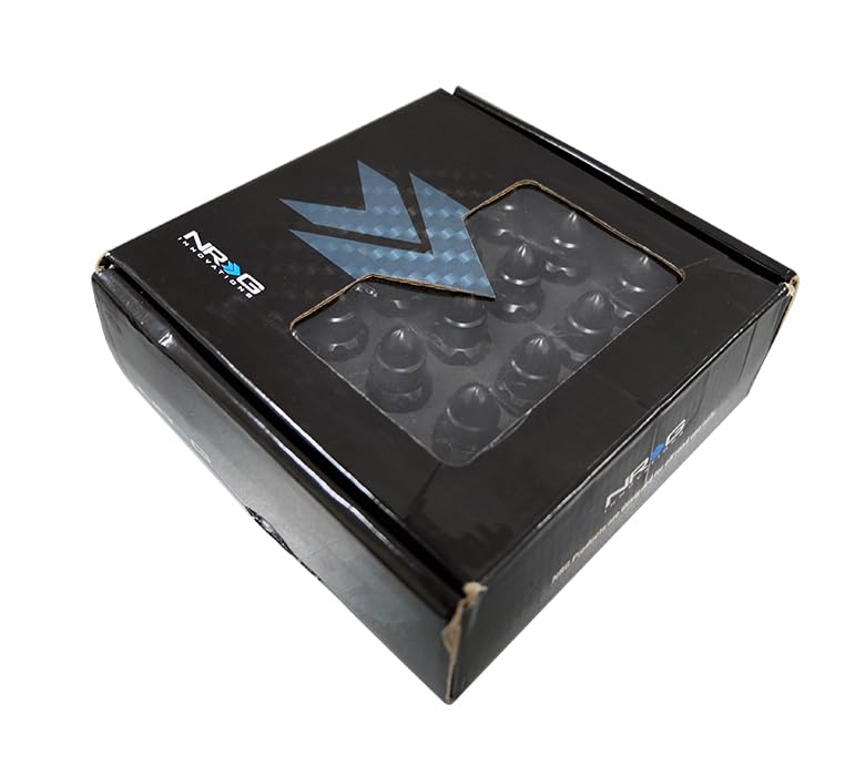 NRG Innovations M12 x 1.5 Steel Lug Nut Set NRG-LN-LS500BK-21 Bullet Shape, Anodized Finish 21 Pc Black with Lock Key