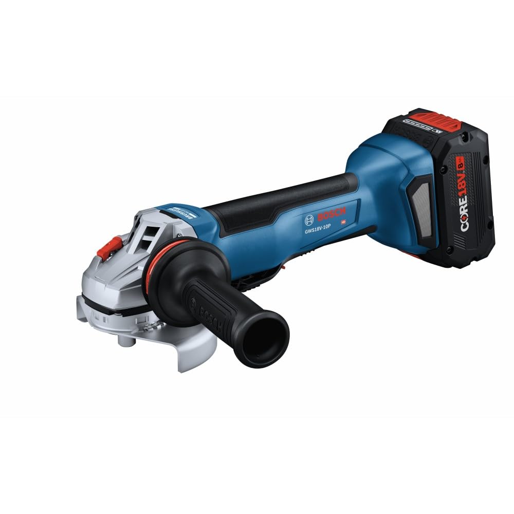 Bosch GWS18V-10PB14 18V Brushless Angle Grinder Kit 4-1/2 – 5 In. with No Lock-On Paddle Switch and (1) CORE18V® 8 Ah High Power Battery