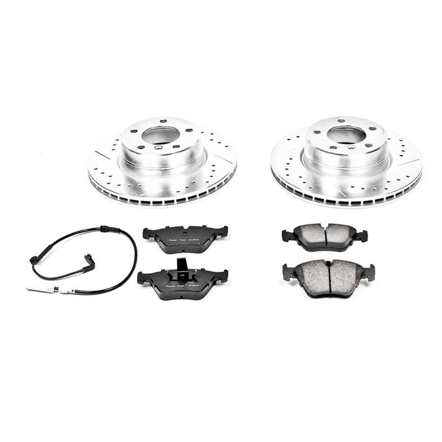 Power Stop K5156 Z23 Carbon Fiber Brake Pads with Drilled & Slotted Brake Rotors Kit For BMW 525i 2004-2005 [Model Specific]