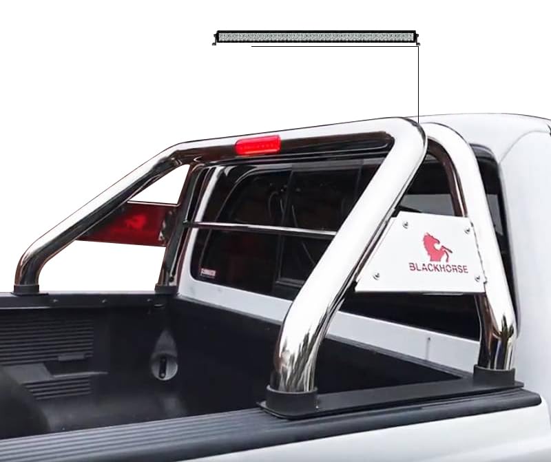 Classic Black Horse Roll Bar Stainless Steel Includes 1 40in LED Light Bar Compatible with 1999-2024 Ford F-250 Super Duty|1999-2024 Ford F-350 Super Duty|1999-2024 Ford F-450 Super Duty-RB015SS-KIT