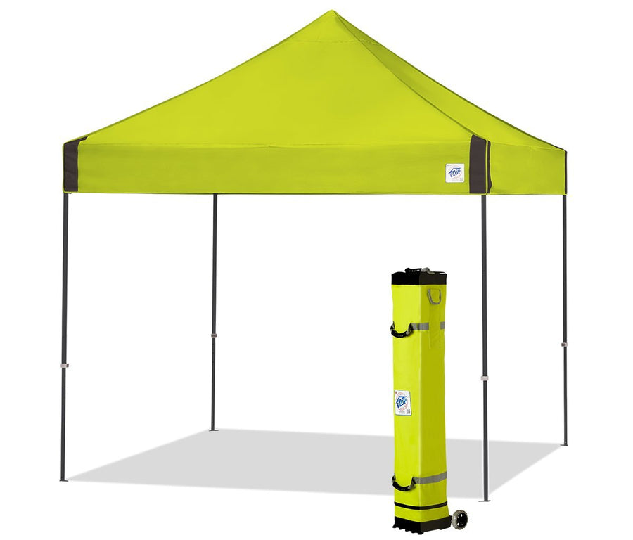 E-Z UP Instant Shelter Vantage Canopy, 10' x 10', Steel Gray Powder-Coated Steel Frame with Wide-Trax Roller Bag & 4 Piece Spike Set, Limeade