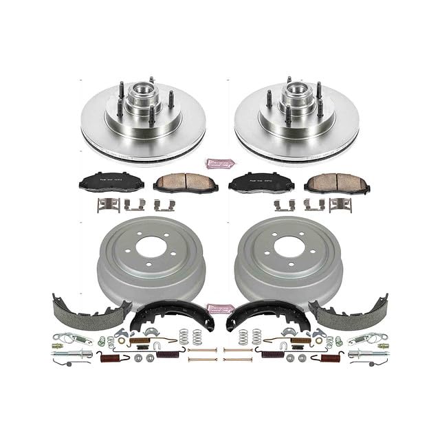 Power Stop KOE15174DK Front and Rear Replacement Brake Kit-OE Brake Drums & Ceramic Brake Pads For Ford F-150 1997-1998 [Model Specific]